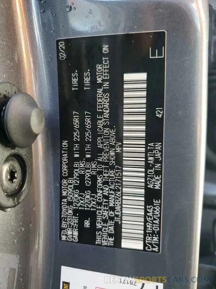 13 Фотография поврежденного автомобиля JTJDARBZ6L2171517 LEXUS NX 2020