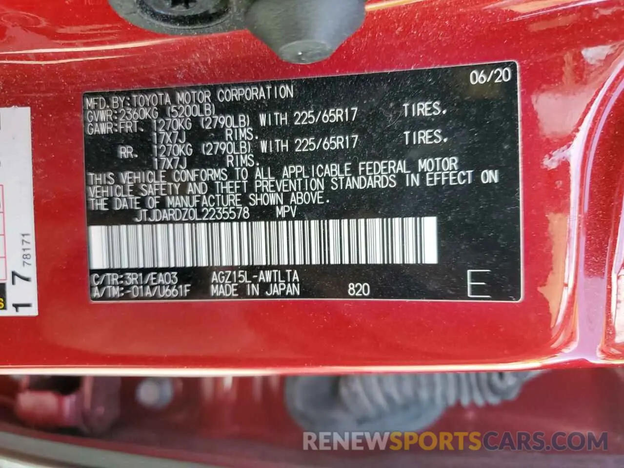 12 Фотография поврежденного автомобиля JTJDARDZ0L2235578 LEXUS NX 2020