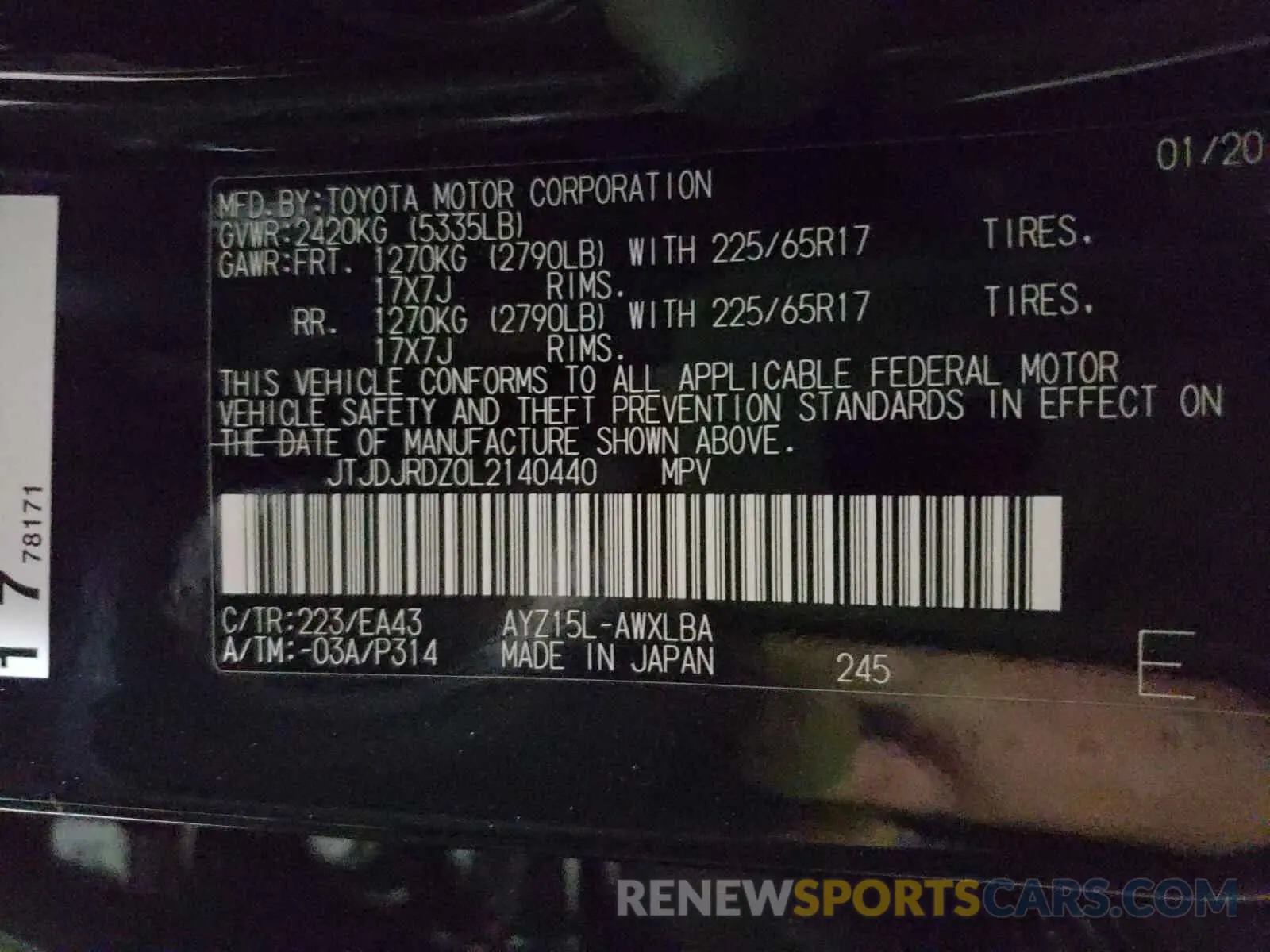 10 Photograph of a damaged car JTJDJRDZ0L2140440 LEXUS NX 2020