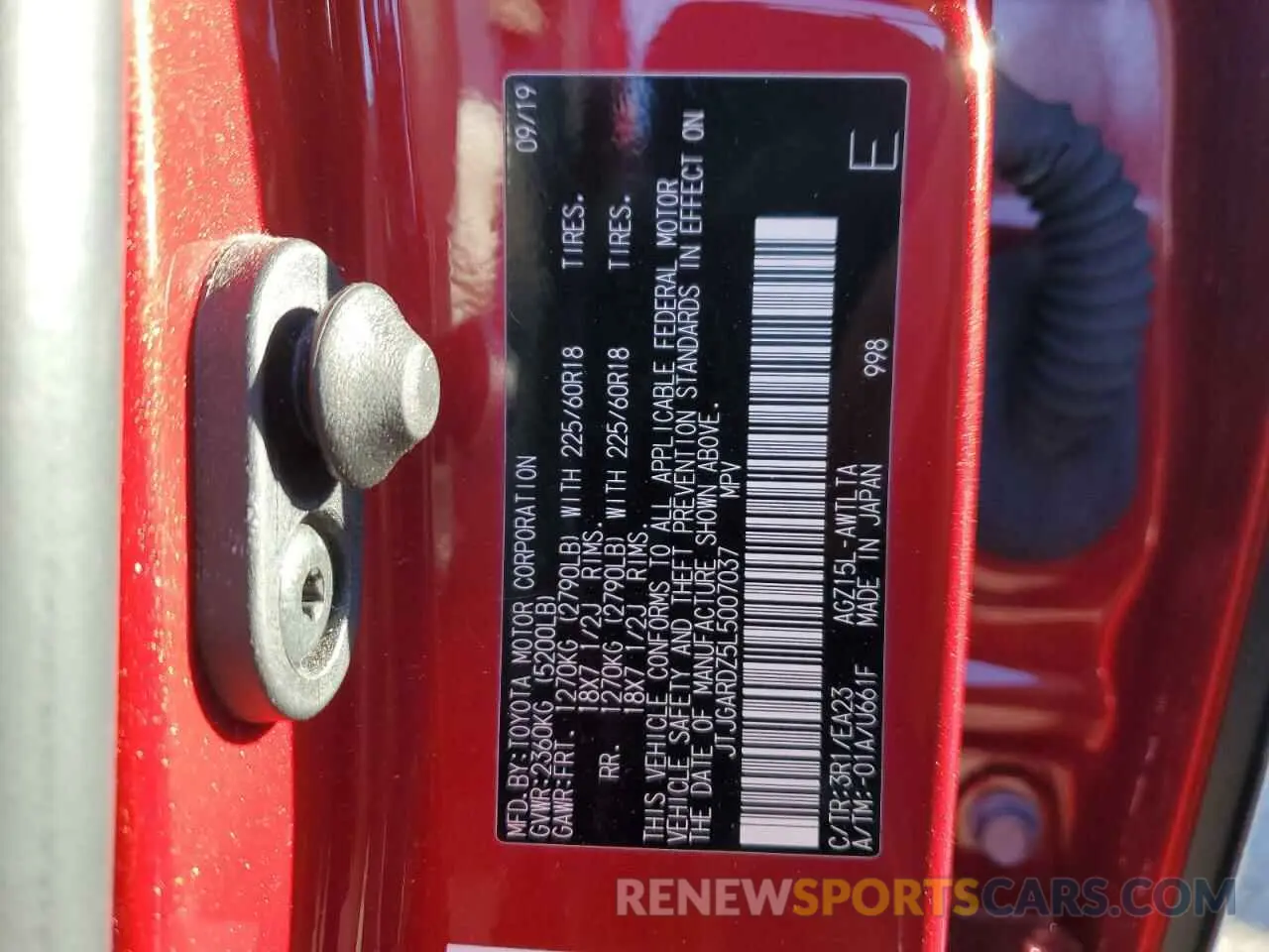 13 Фотография поврежденного автомобиля JTJGARDZ5L5007037 LEXUS NX 2020