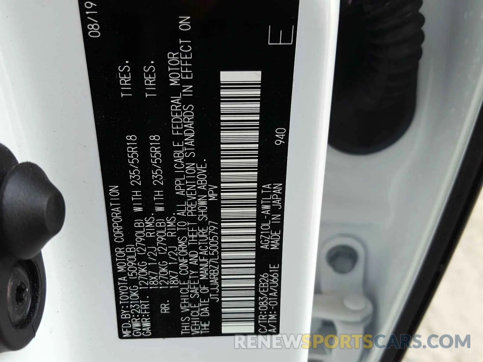 10 Photograph of a damaged car JTJJARBZ7L5005797 LEXUS NX 2020