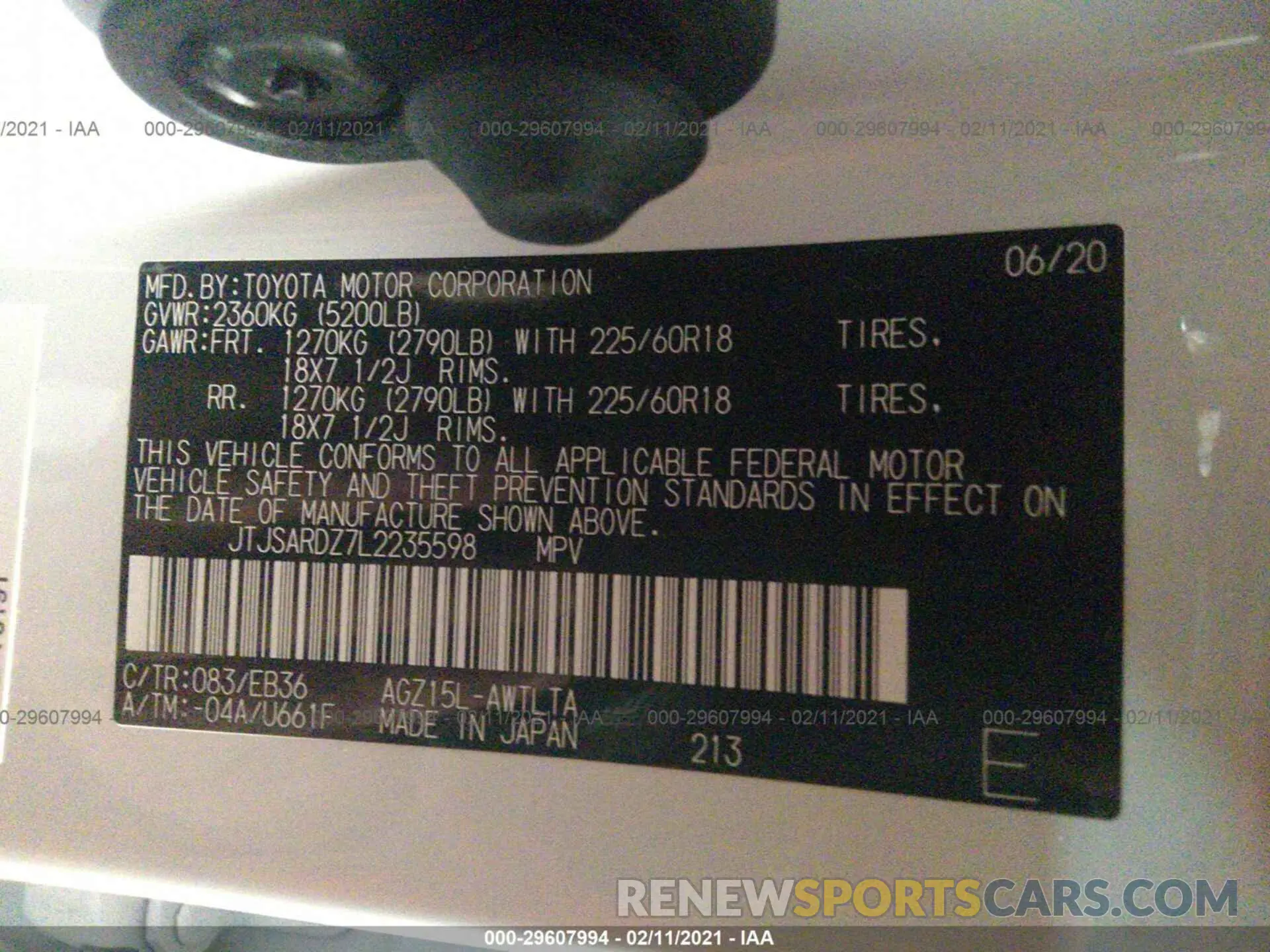 9 Photograph of a damaged car JTJSARDZ7L2235598 LEXUS NX 2020