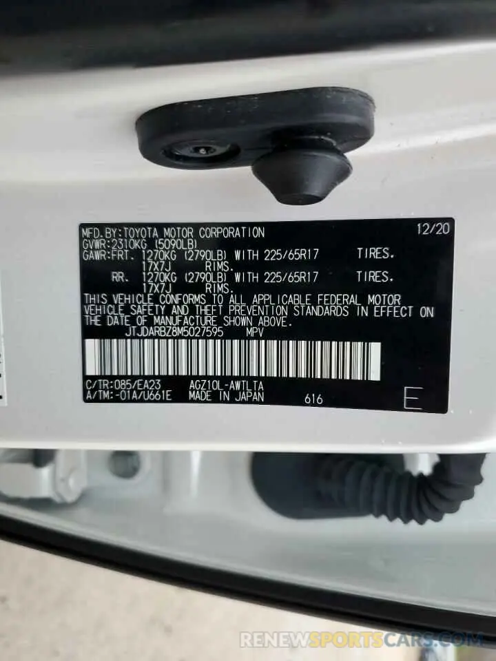 13 Фотография поврежденного автомобиля JTJDARBZ8M5027595 LEXUS NX 2021