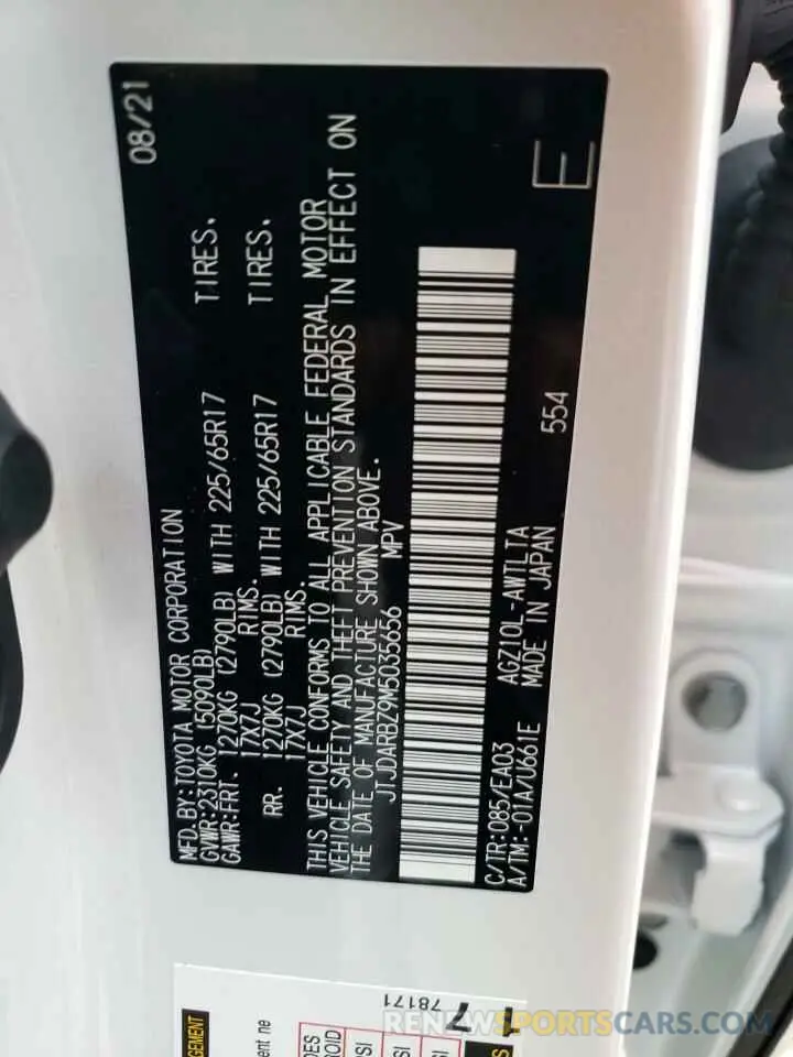 10 Фотография поврежденного автомобиля JTJDARBZ9M5035656 LEXUS NX 2021