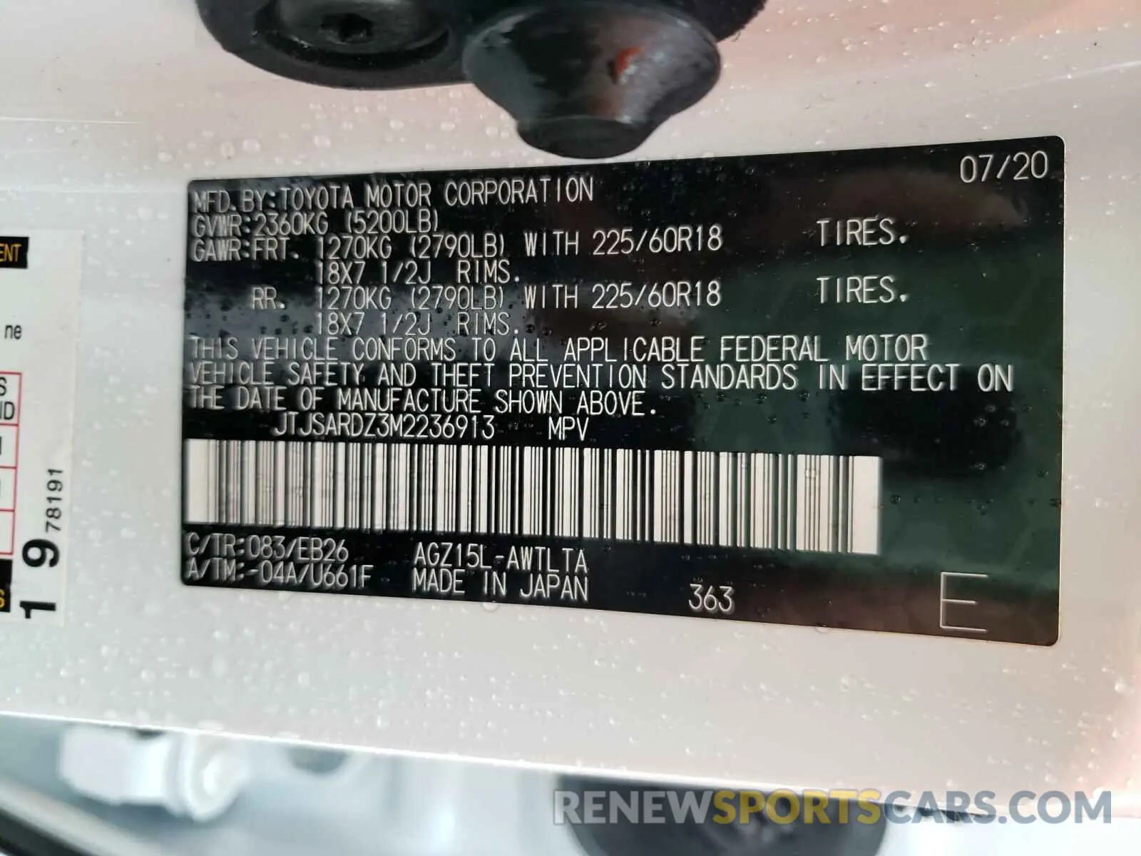 10 Photograph of a damaged car JTJSARDZ3M2236913 LEXUS NX 2021
