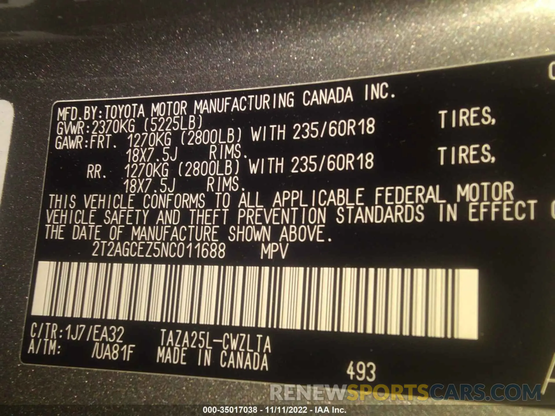 9 Фотография поврежденного автомобиля 2T2AGCEZ5NC011688 LEXUS NX 2022