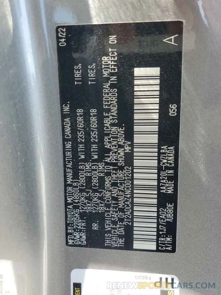 13 Фотография поврежденного автомобиля 2T2ADCAZ4NC001202 LEXUS NX 250 2022