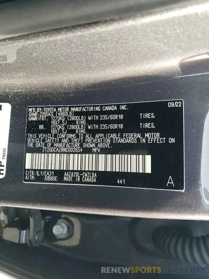 14 Photograph of a damaged car 2T2GDCAZ8NC002654 LEXUS NX 250 2022