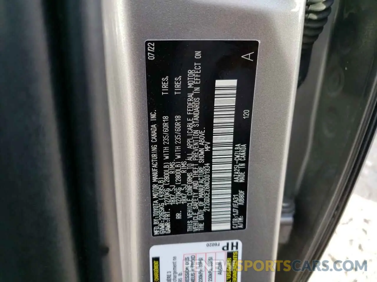 13 Photograph of a damaged car 2T2GDCEZ6NC001934 LEXUS NX 250 2022