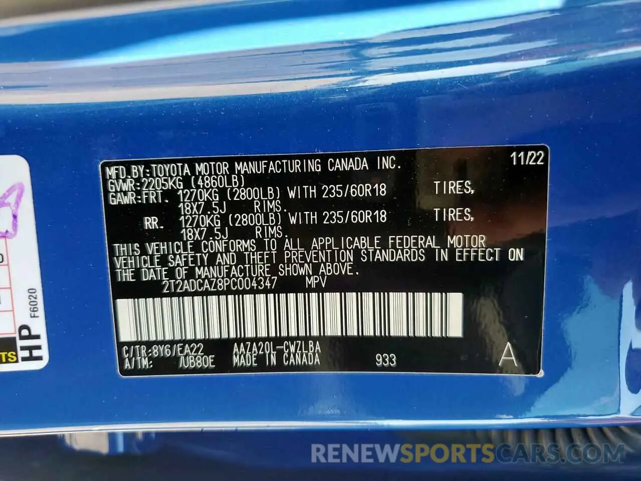 14 Photograph of a damaged car 2T2ADCAZ8PC004347 LEXUS NX 250 2023