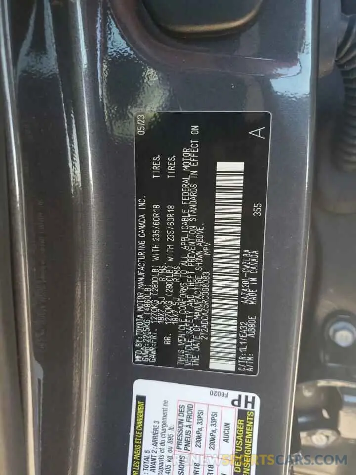 13 Photograph of a damaged car 2T2ADCAZ5RC008083 LEXUS NX 250 BAS 2024