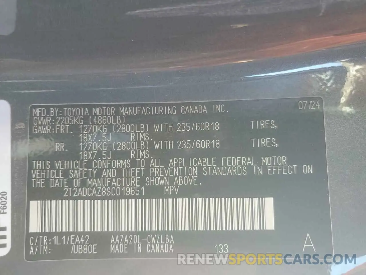 13 Photograph of a damaged car 2T2ADCAZ8SC019651 LEXUS NX 250 BAS 2025