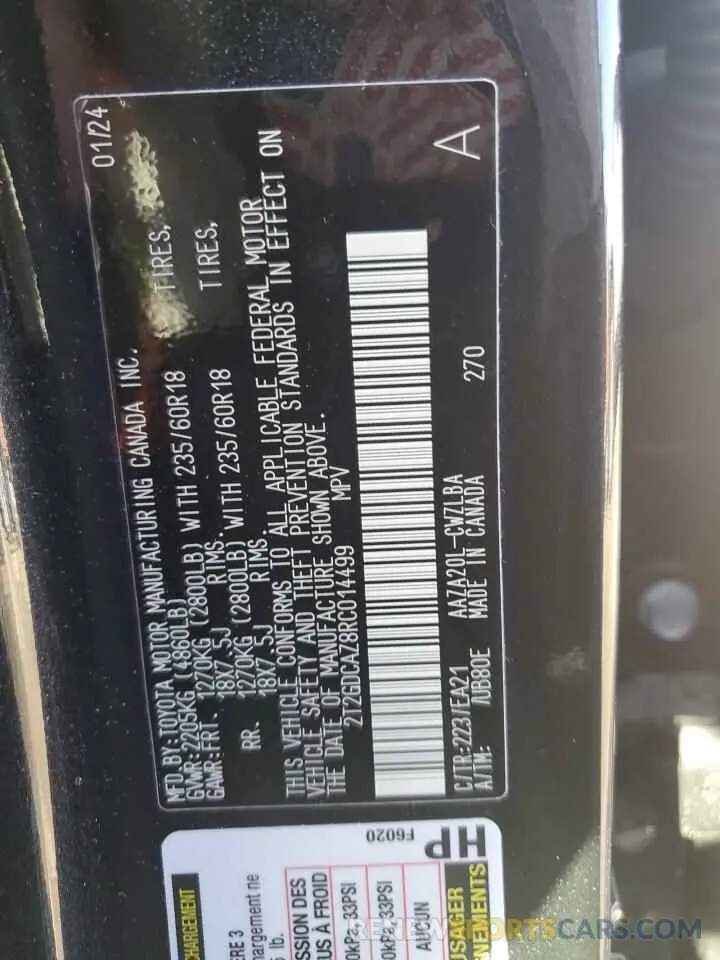 14 Photograph of a damaged car 2T2GDCAZ8RC014499 LEXUS NX 250 PRE 2024