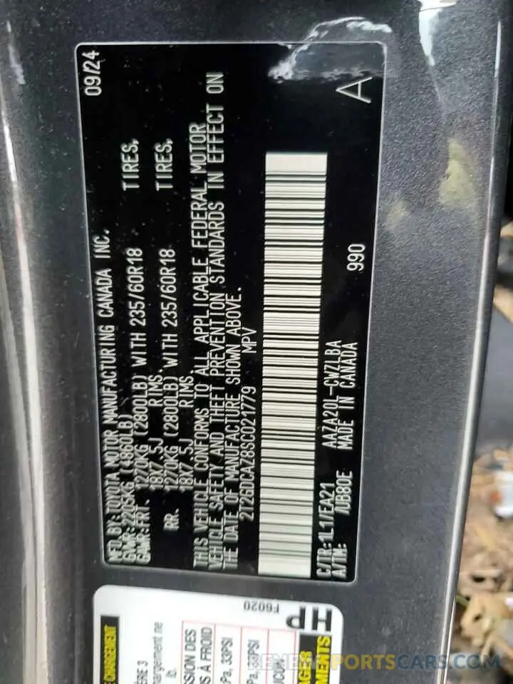 14 Photograph of a damaged car 2T2GDCAZ8SC021779 LEXUS NX 250 PRE 2025