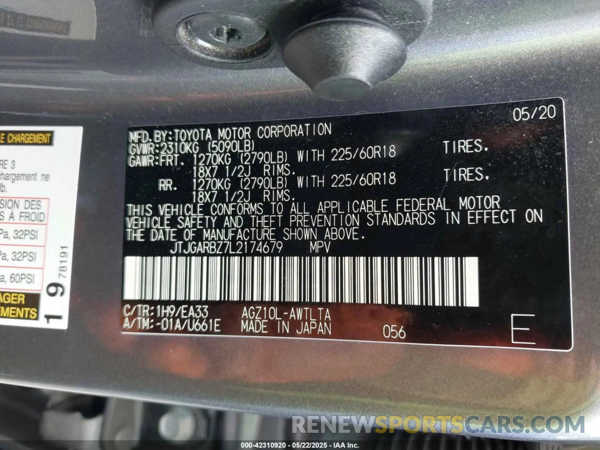 9 Фотография поврежденного автомобиля JTJGARBZ7L2174679 LEXUS NX 300 2020