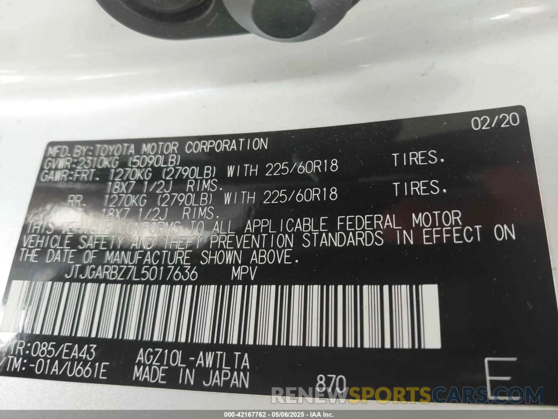 9 Photograph of a damaged car JTJGARBZ7L5017636 LEXUS NX 300 2020