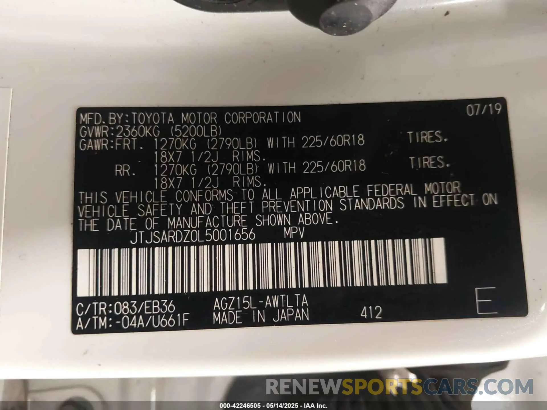 9 Фотография поврежденного автомобиля JTJSARDZ0L5001656 LEXUS NX 300 2020