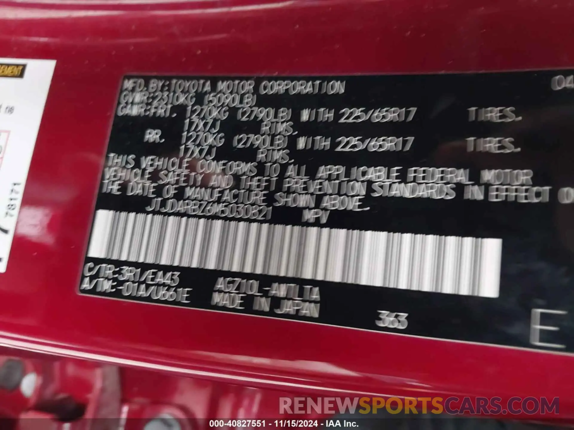 9 Фотография поврежденного автомобиля JTJDARBZ6M5030821 LEXUS NX 300 2021