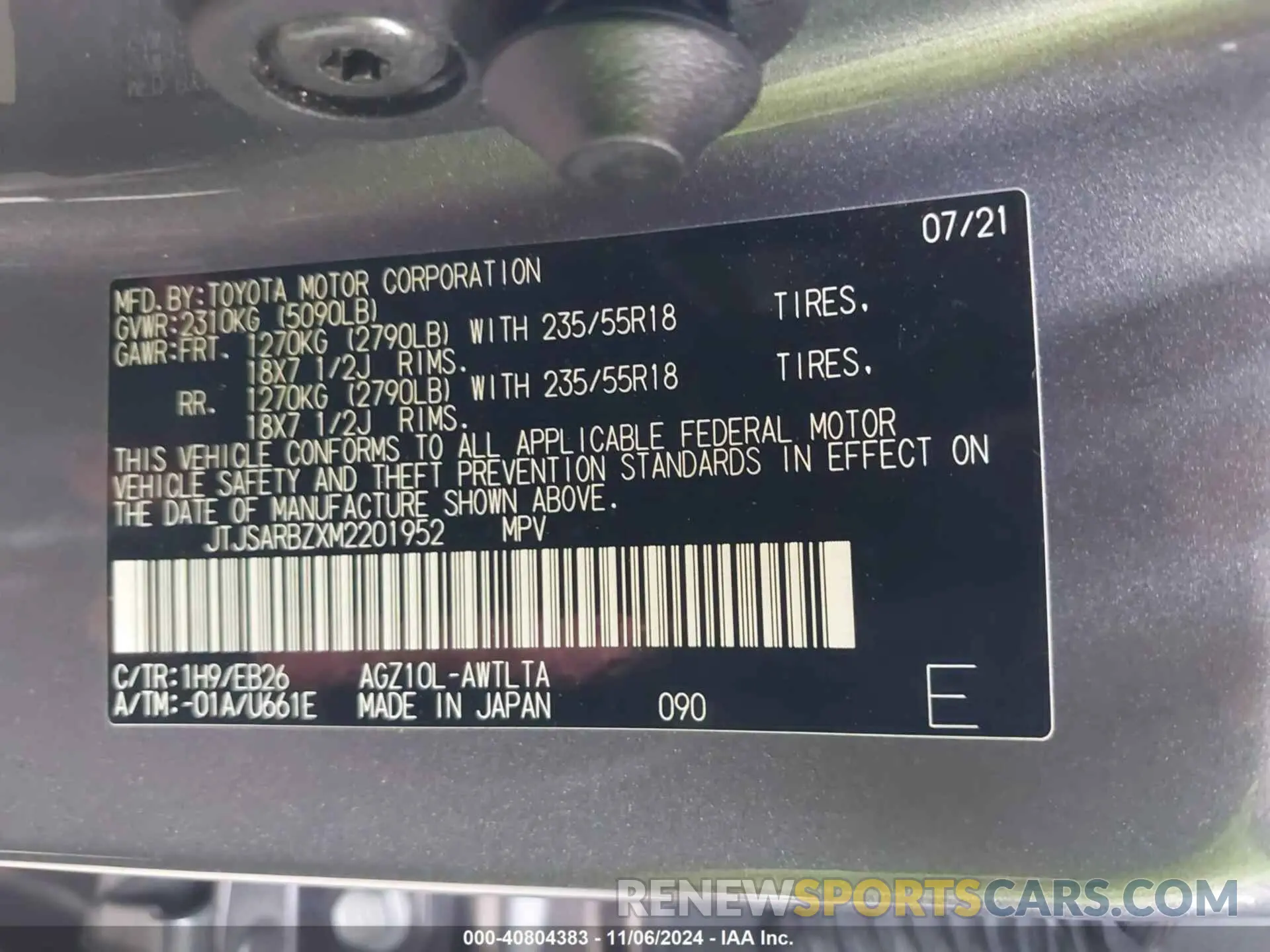 9 Photograph of a damaged car JTJSARBZXM2201952 LEXUS NX 300 2021