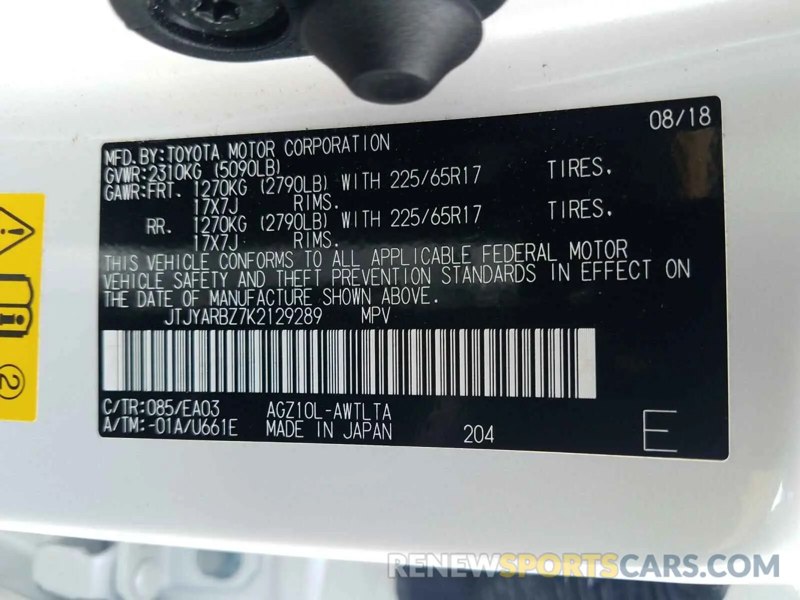 10 Photograph of a damaged car JTJYARBZ7K2129289 LEXUS NX 300 BAS 2019