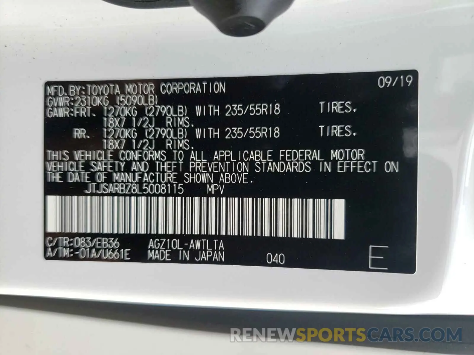 10 Фотография поврежденного автомобиля JTJSARBZ8L5008115 LEXUS NX 300 F-S 2020