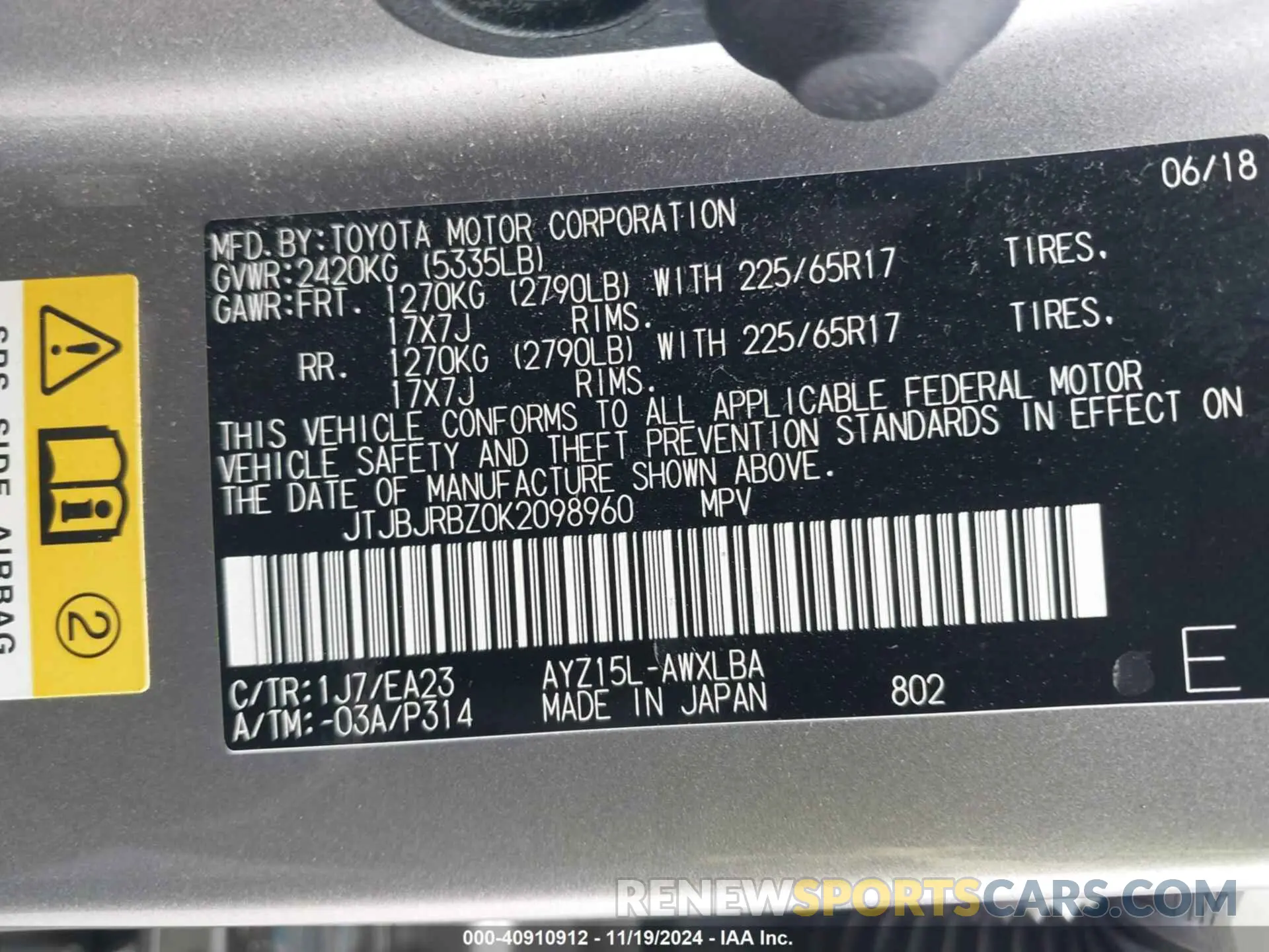 9 Photograph of a damaged car JTJBJRBZ0K2098960 LEXUS NX 300H 2019