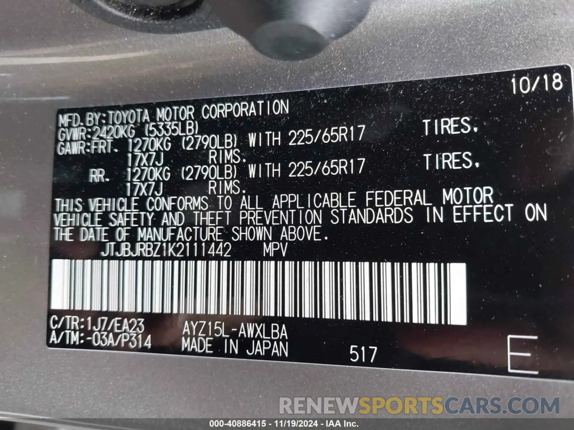 9 Photograph of a damaged car JTJBJRBZ1K2111442 LEXUS NX 300H 2019