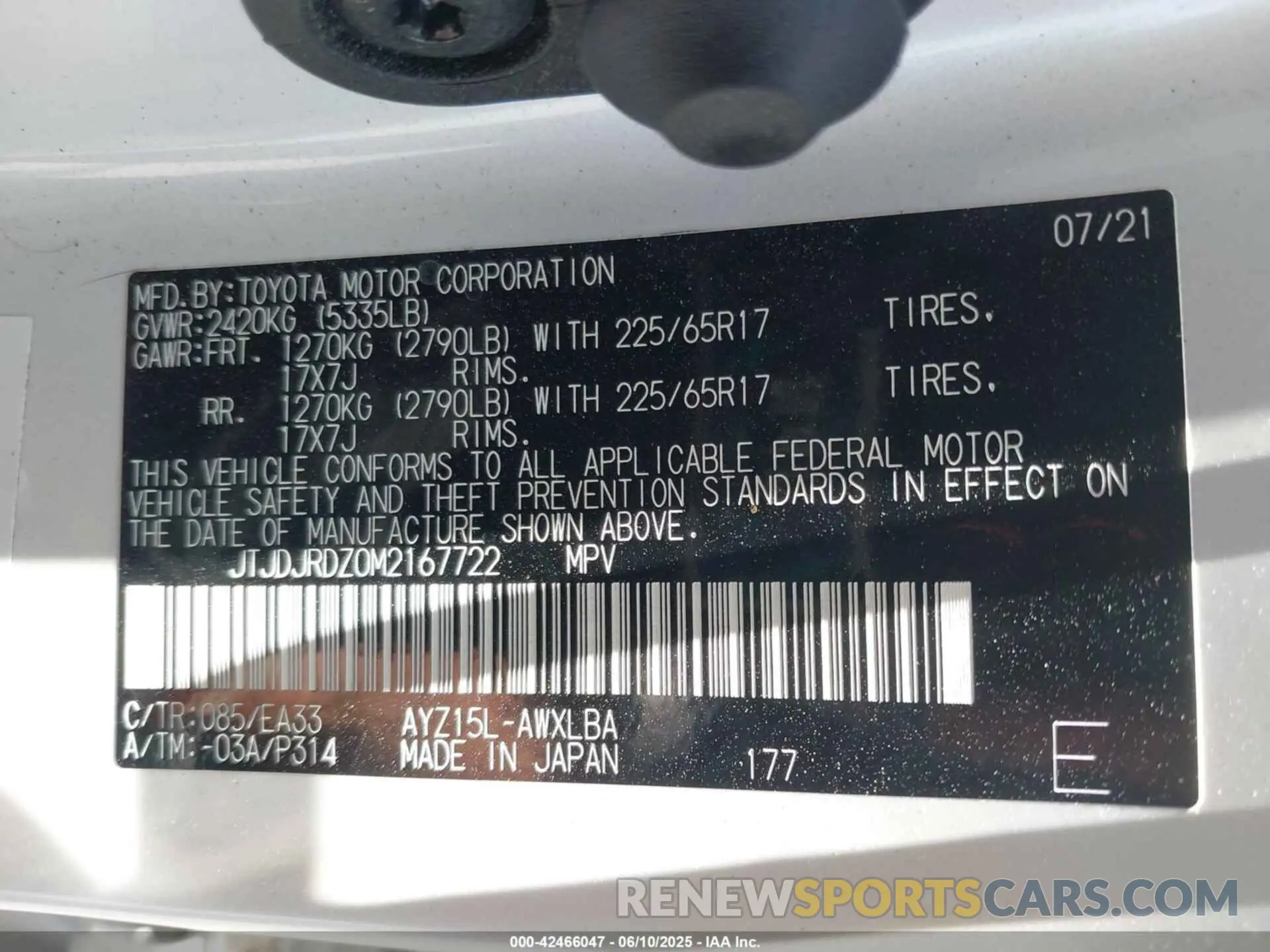 9 Фотография поврежденного автомобиля JTJDJRDZ0M2167722 LEXUS NX 300H 2021