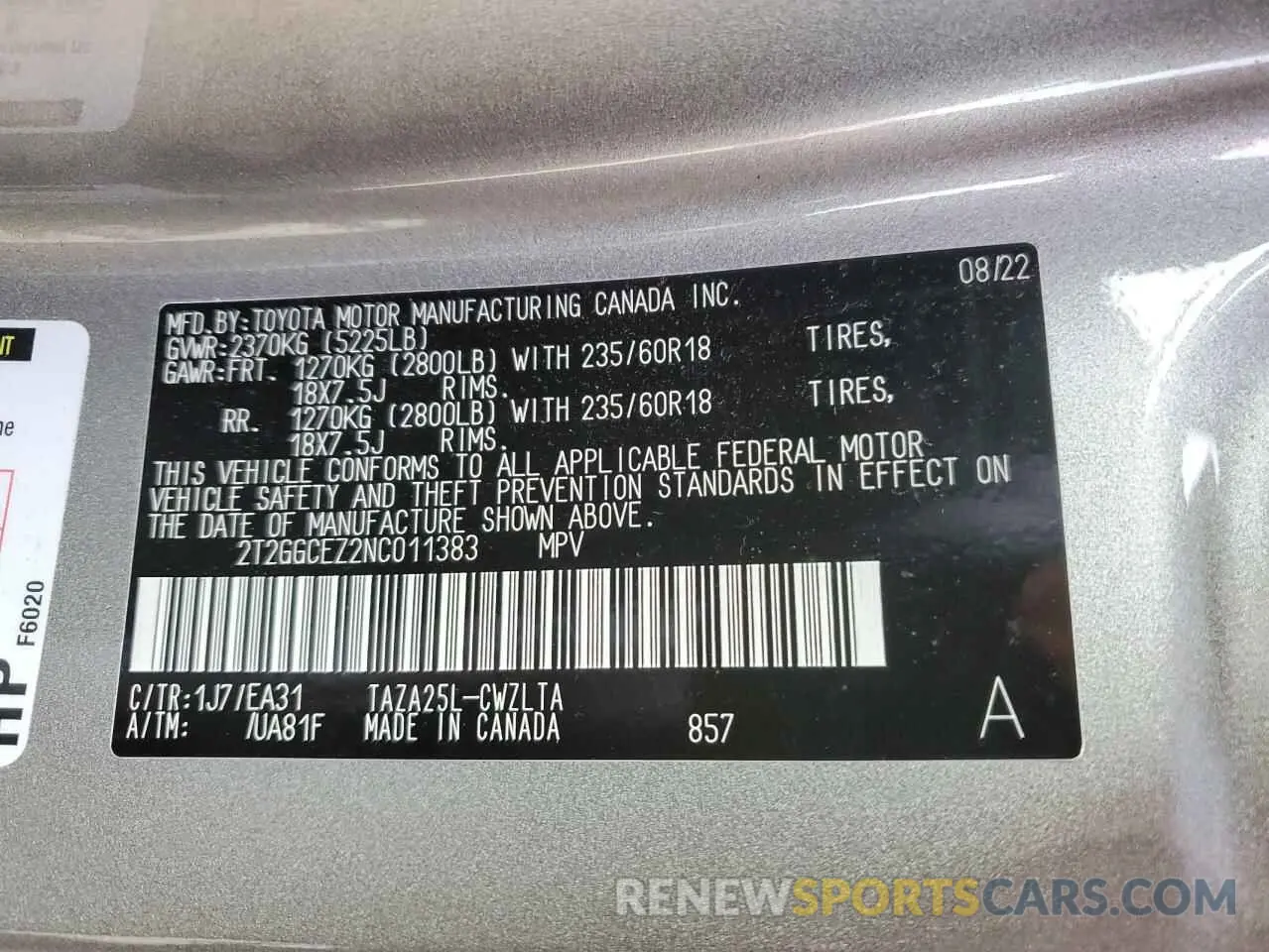 14 Photograph of a damaged car 2T2GGCEZ2NC011383 LEXUS NX 350 2022