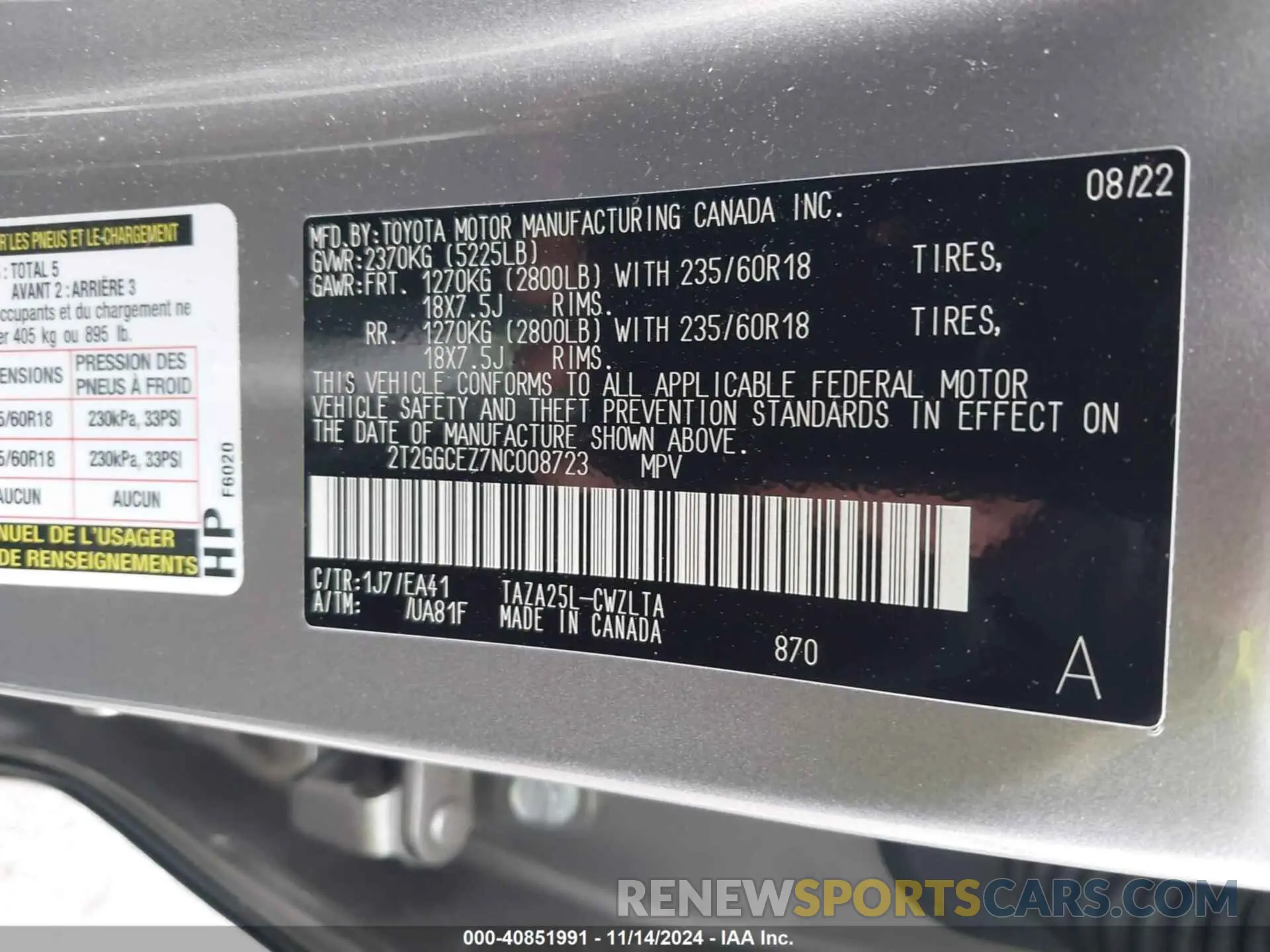 9 Фотография поврежденного автомобиля 2T2GGCEZ7NC008723 LEXUS NX 350 2022