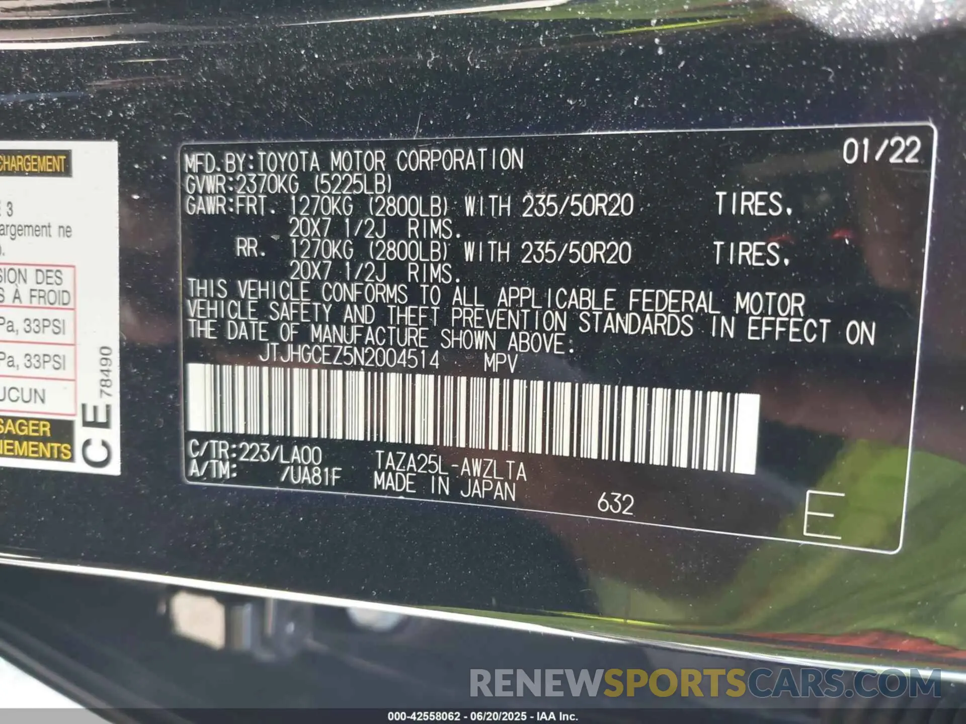 9 Фотография поврежденного автомобиля JTJHGCEZ5N2004514 LEXUS NX 350 2022