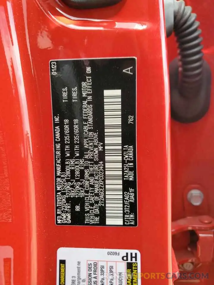 13 Фотография поврежденного автомобиля 2T2AGCEZXPC023404 LEXUS NX 350 2023
