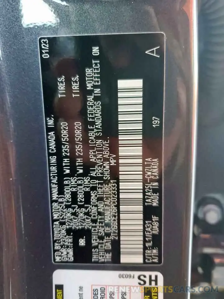 13 Фотография поврежденного автомобиля 2T2GGCEZ6PC023331 LEXUS NX 350 2023
