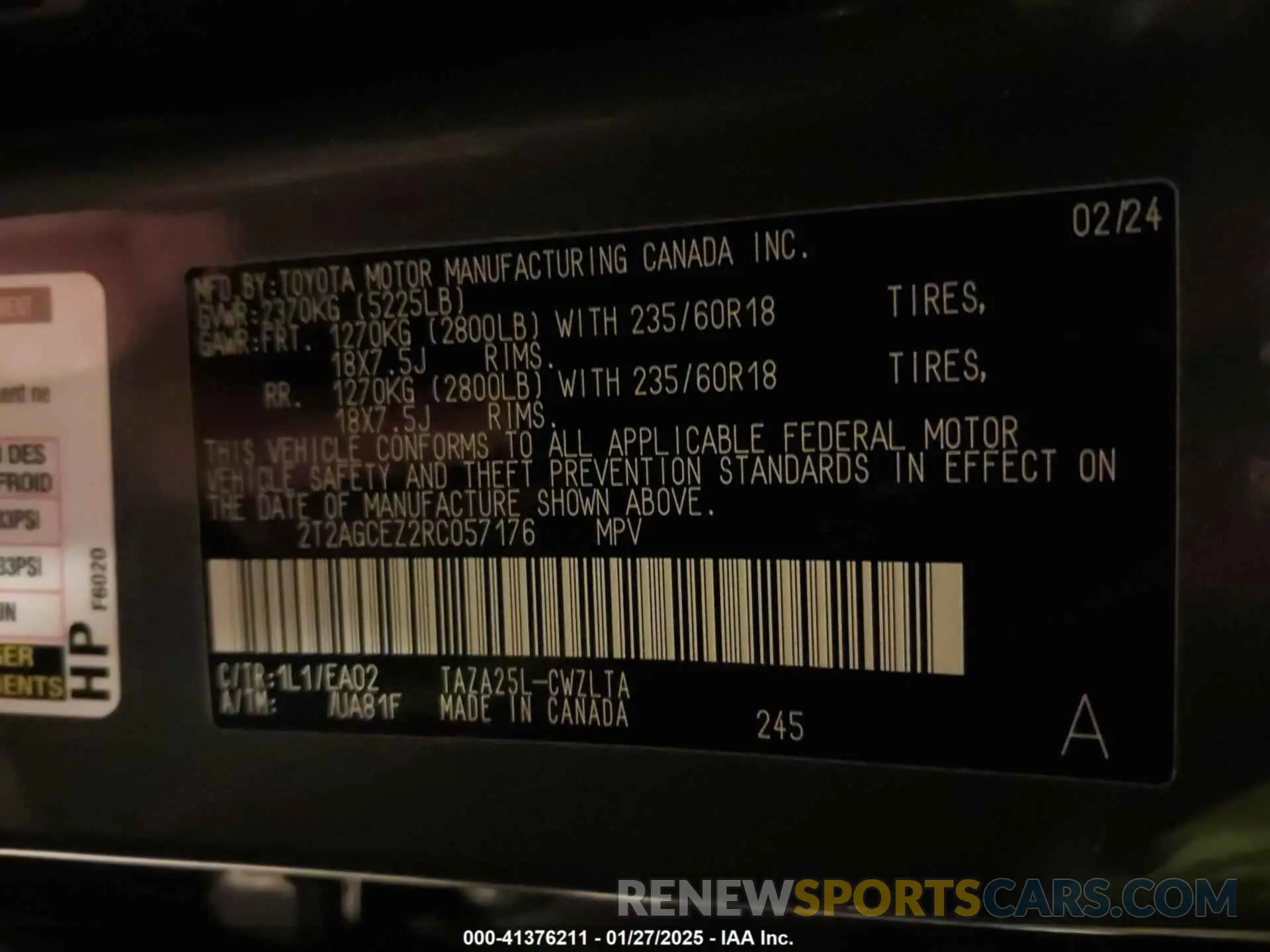 9 Фотография поврежденного автомобиля 2T2AGCEZ2RC057176 LEXUS NX 350 2024