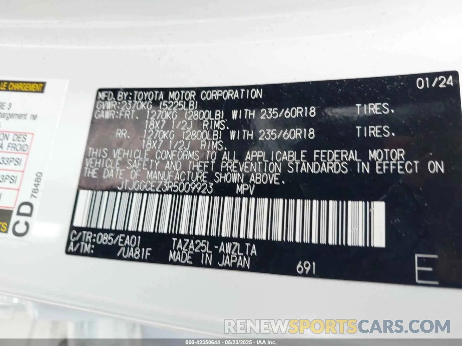 9 Photograph of a damaged car JTJGGCEZ3R5009923 LEXUS NX 350 2024