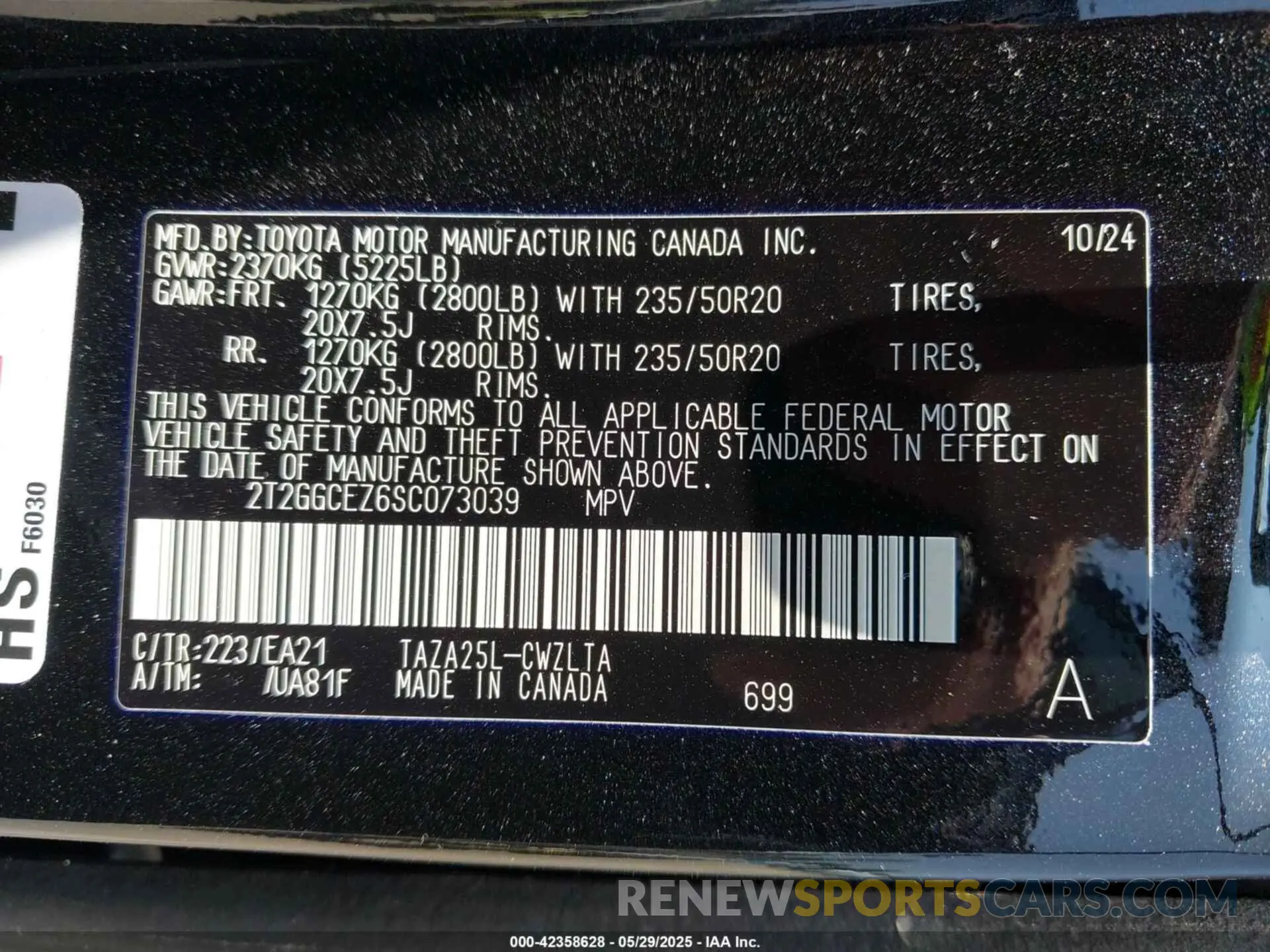 9 Фотография поврежденного автомобиля 2T2GGCEZ6SC073039 LEXUS NX 350 2025