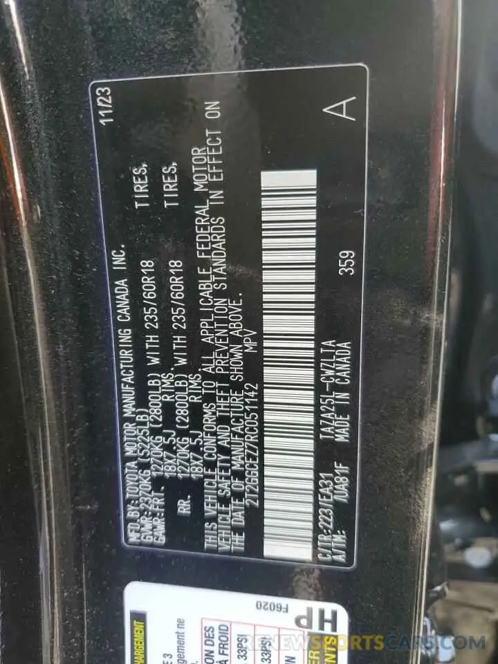 13 Фотография поврежденного автомобиля 2T2GGCEZ7RC051142 LEXUS NX 350 PRE 2024