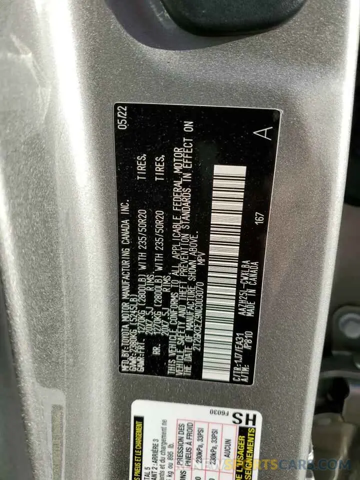 13 Фотография поврежденного автомобиля 2T2GKCEZ9NC003070 LEXUS NX 350H 2022
