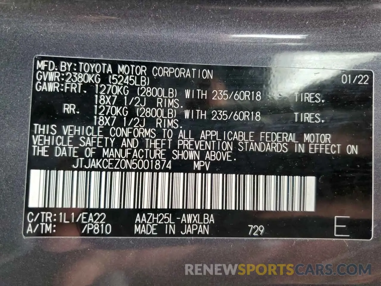 14 Фотография поврежденного автомобиля JTJAKCEZ0N5001874 LEXUS NX 350H 2022