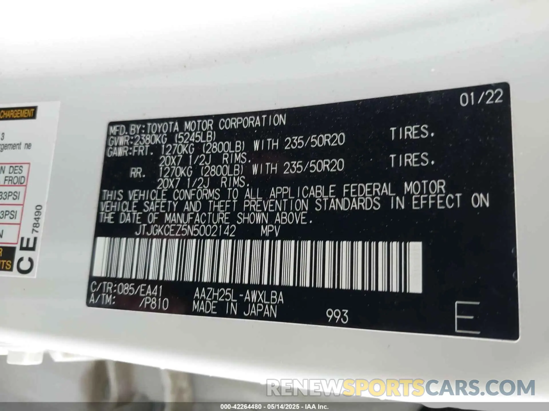 9 Photograph of a damaged car JTJGKCEZ5N5002142 LEXUS NX 350H 2022