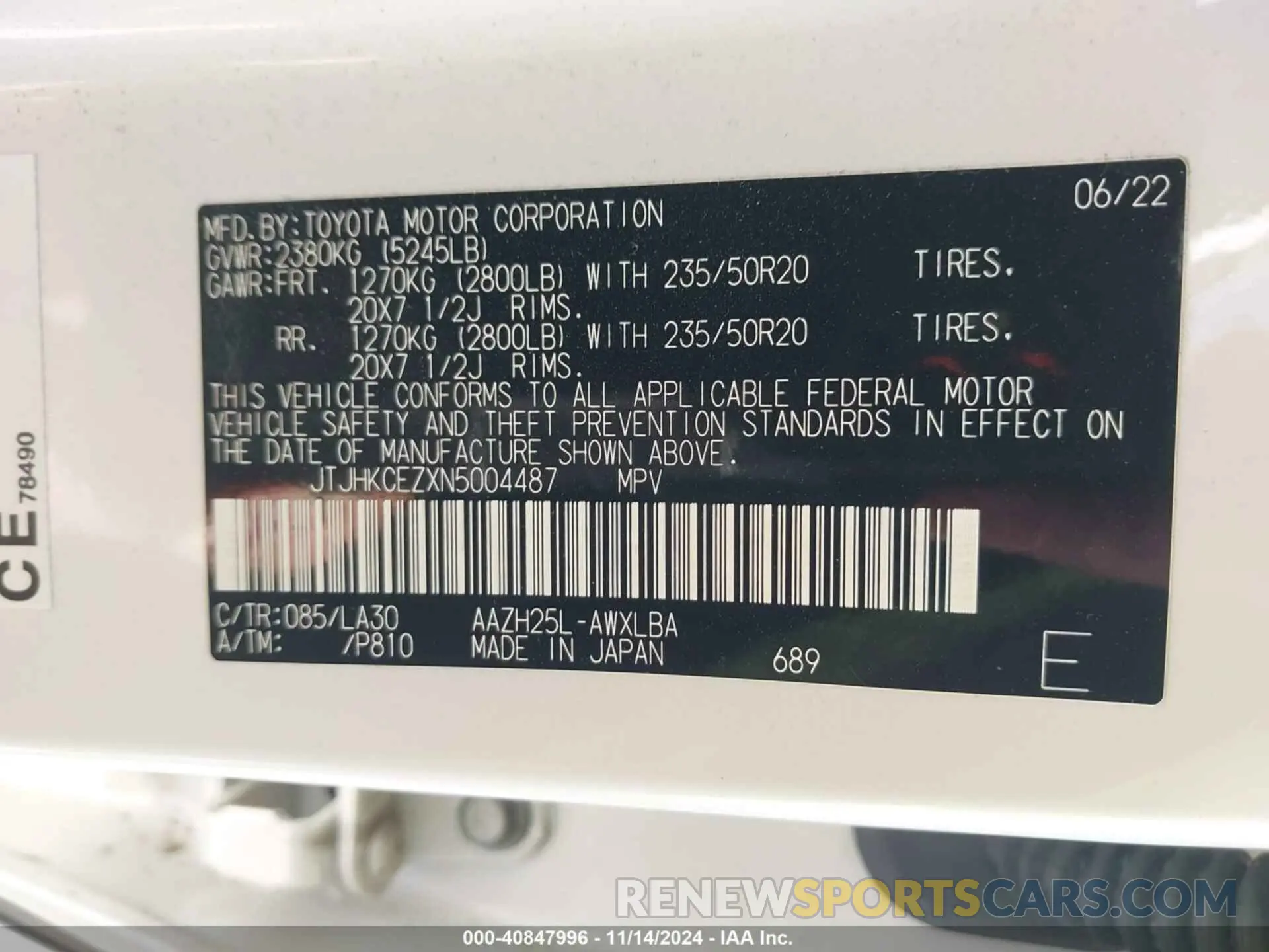 9 Photograph of a damaged car JTJHKCEZXN5004487 LEXUS NX 350H 2022
