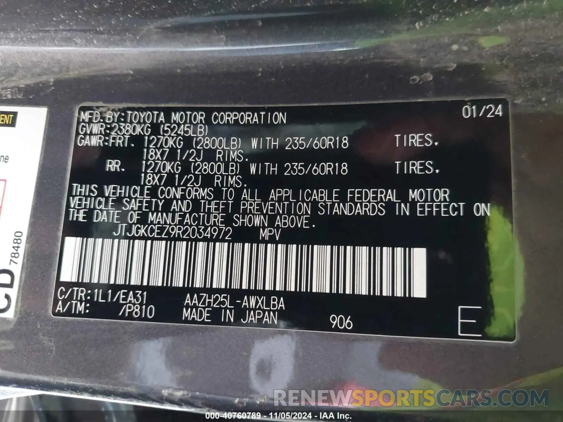 9 Photograph of a damaged car JTJGKCEZ9R2034972 LEXUS NX 350H 2024