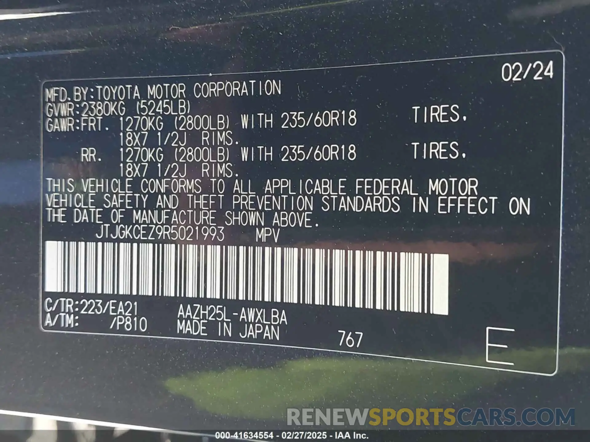 9 Photograph of a damaged car JTJGKCEZ9R5021993 LEXUS NX 350H 2024
