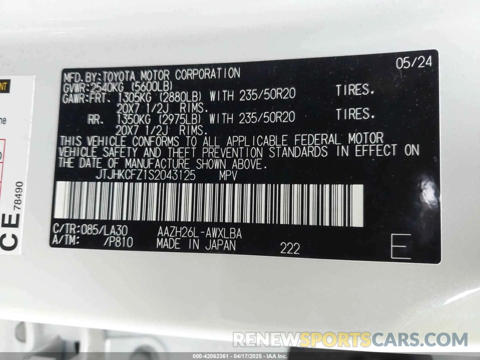 9 Photograph of a damaged car JTJHKCFZ1S2043125 LEXUS NX 450H+ 2025