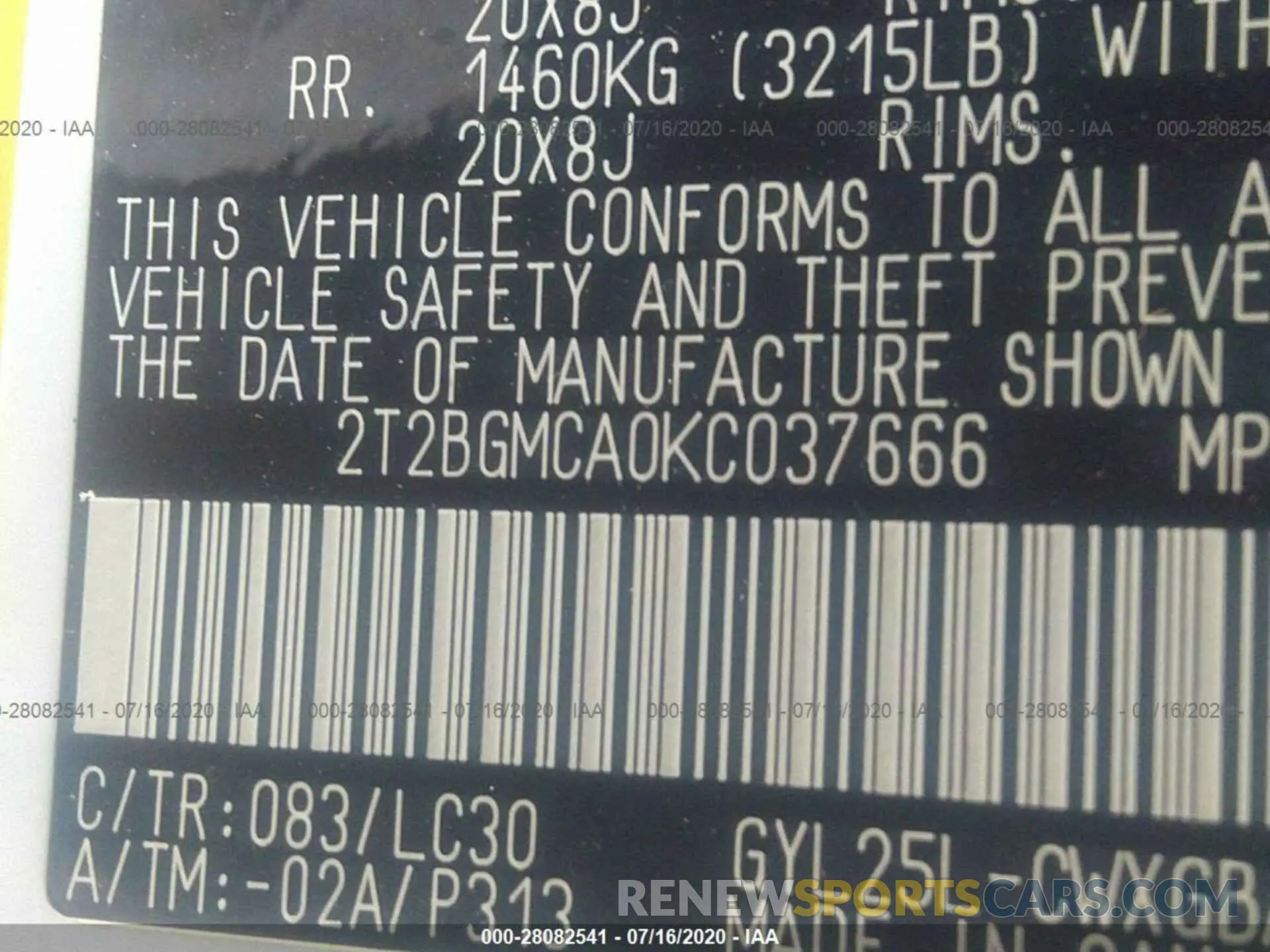 9 Photograph of a damaged car 2T2BGMCA0KC037666 LEXUS RX 2019