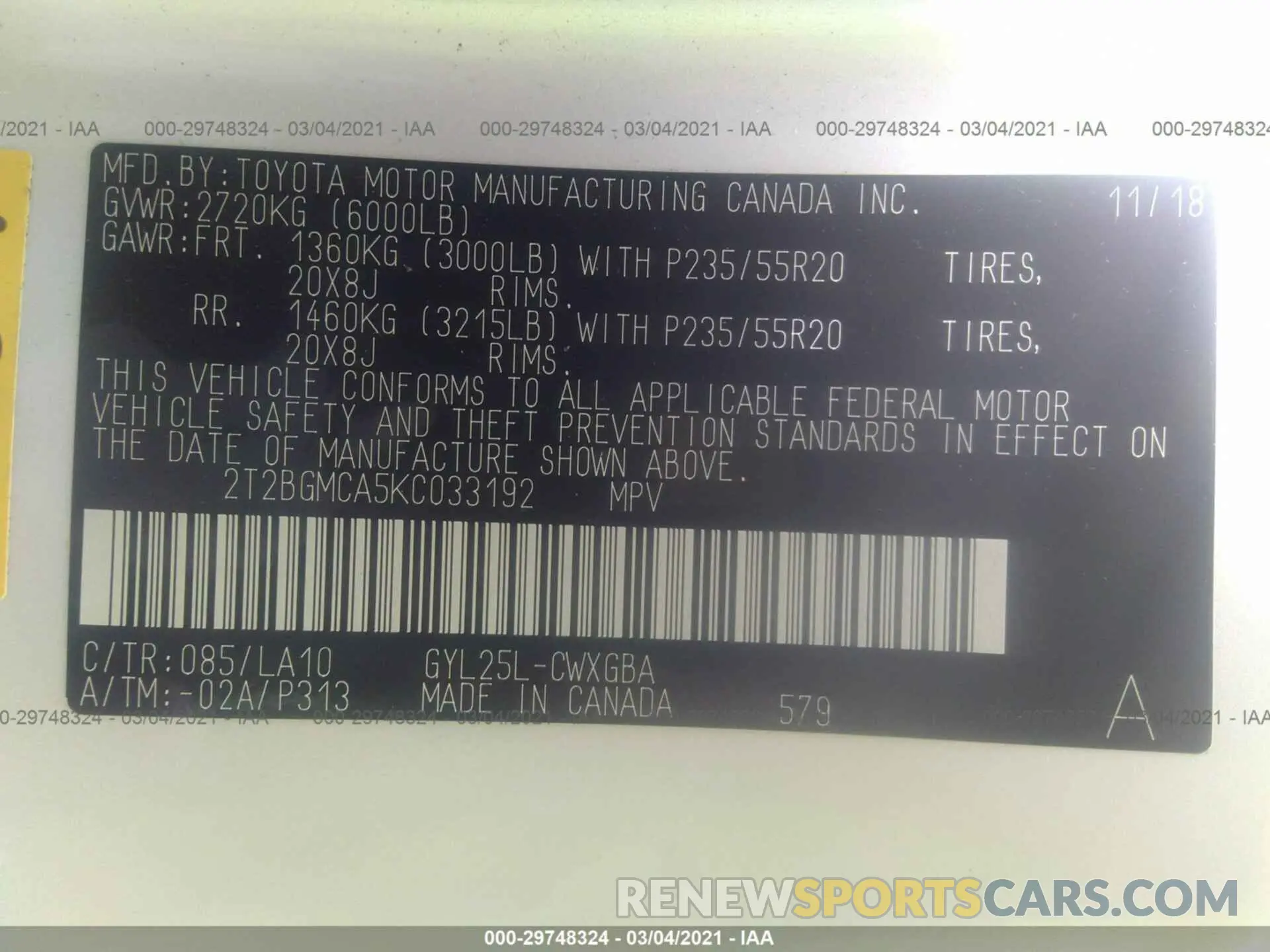 9 Photograph of a damaged car 2T2BGMCA5KC033192 LEXUS RX 2019