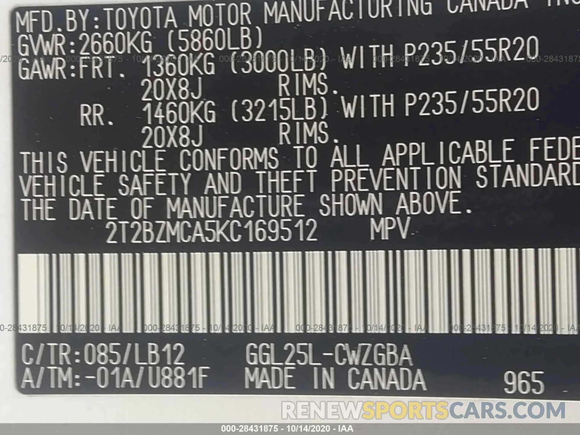 9 Photograph of a damaged car 2T2BZMCA5KC169512 LEXUS RX 2019