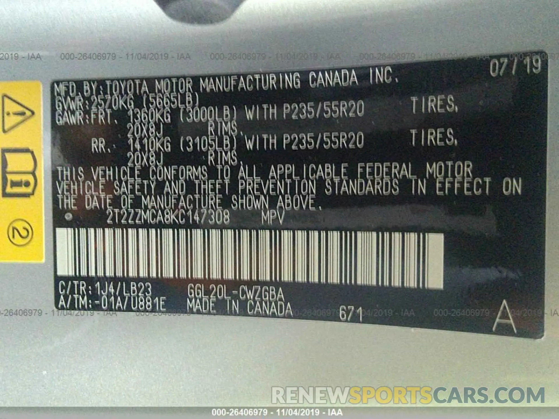 9 Photograph of a damaged car 2T2ZZMCA8KC147308 LEXUS RX 2019