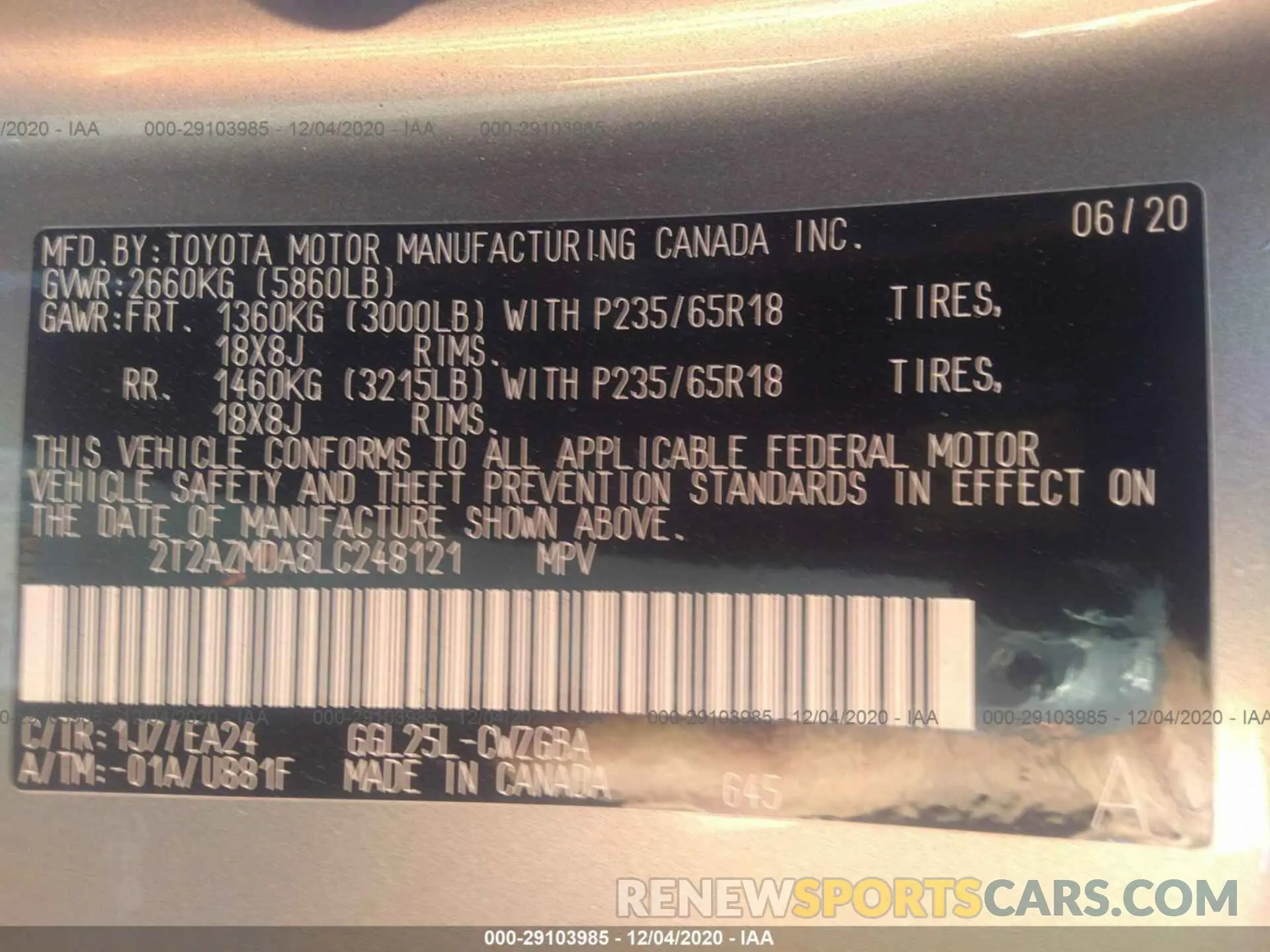 9 Photograph of a damaged car 2T2AZMDA8LC248121 LEXUS RX 2020