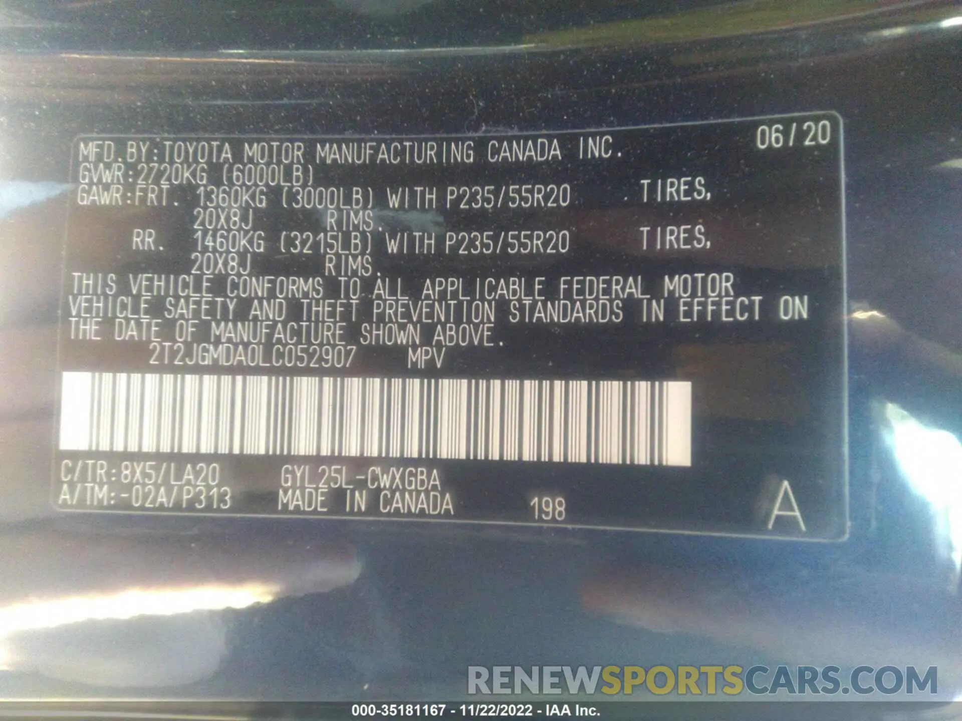 9 Фотография поврежденного автомобиля 2T2JGMDA0LC052907 LEXUS RX 2020